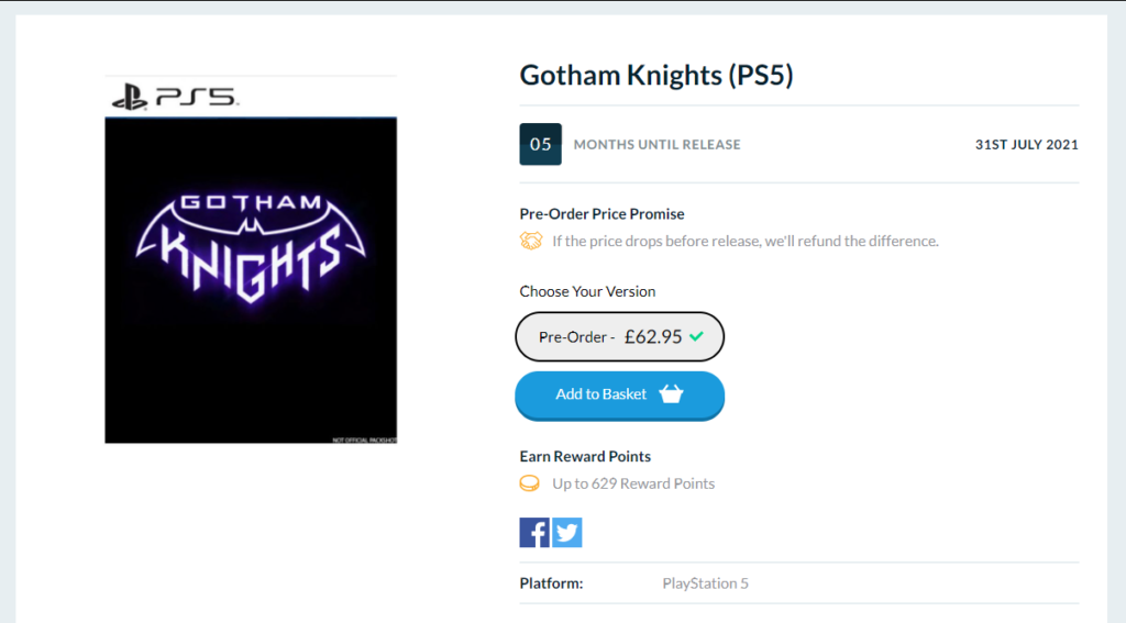 Gotham Knights *LAUNCH PRE-ORDER EDITION* (PS5) New