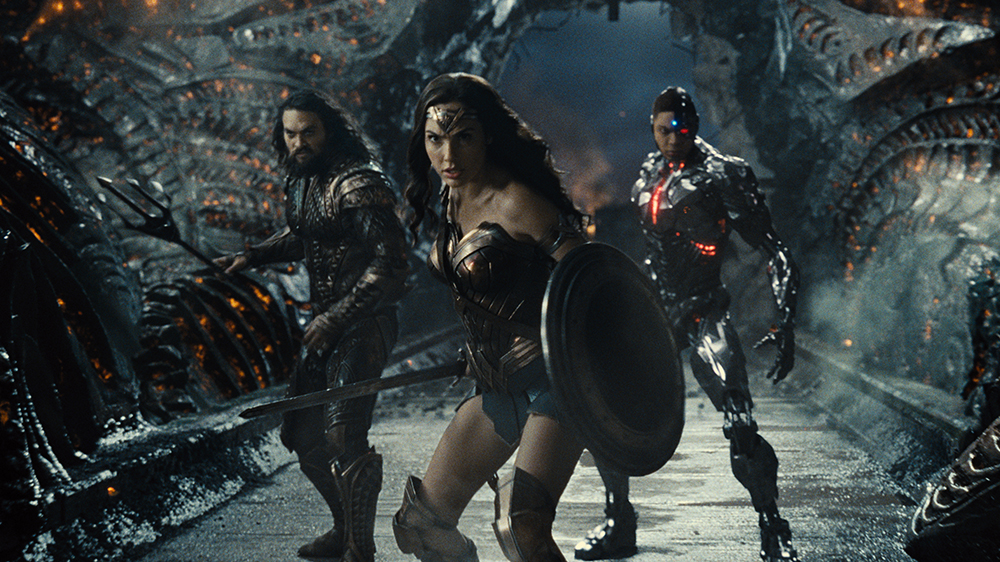 Aquaman, Wonder Woman, and Cyborg in Zack Snyder's Justice League