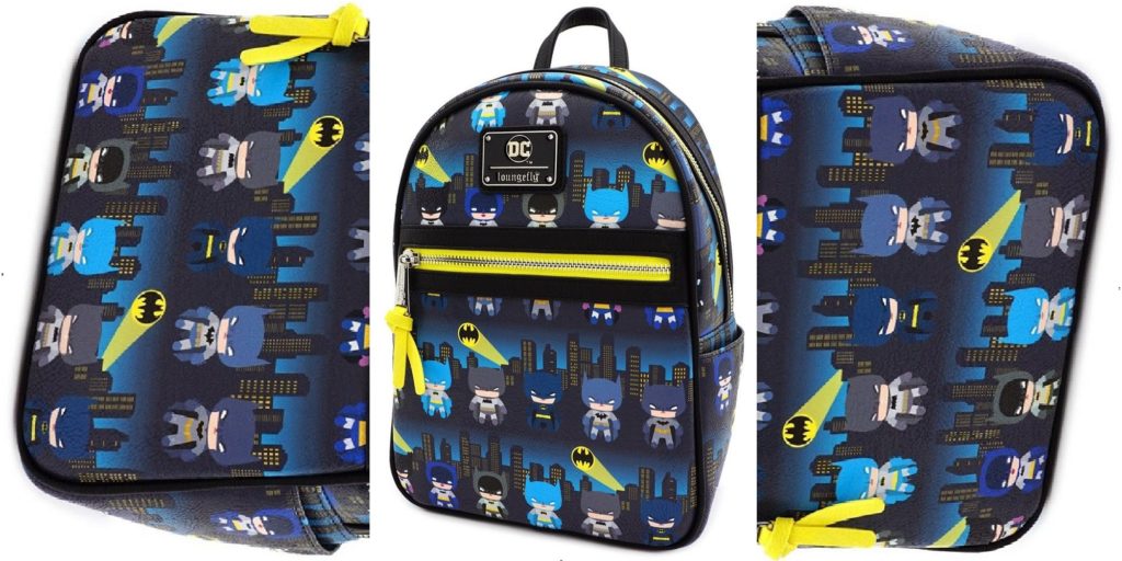 Popular Loungefly DC Comics Batman 80th Anniversary AOP Chibi Mini Backpack